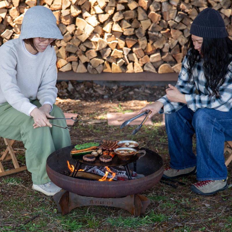 ファイヤーボウル φ65 ベースセット FIRESIDE アウトドアグリル ファイヤープレース BBQ 焚き火台 (ポータブルグリル選択可能)