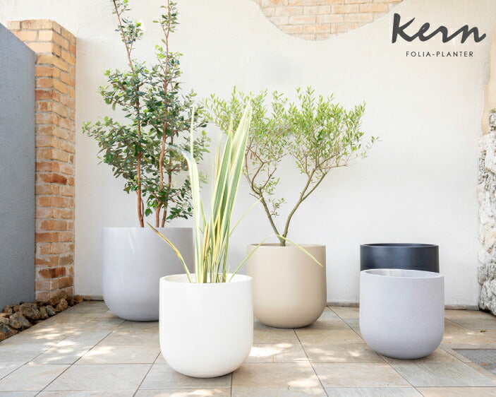 プランター大型屋外/屋内KERNFOLIA58cmラウンド丸型ボウルシリンダーファイバーグラスGFRP高品質耐候植木鉢鉢植え鉢カバーポット底穴モダンデザインガーデニング観葉植物テラスバルコニーカフェ店舗オフィス
