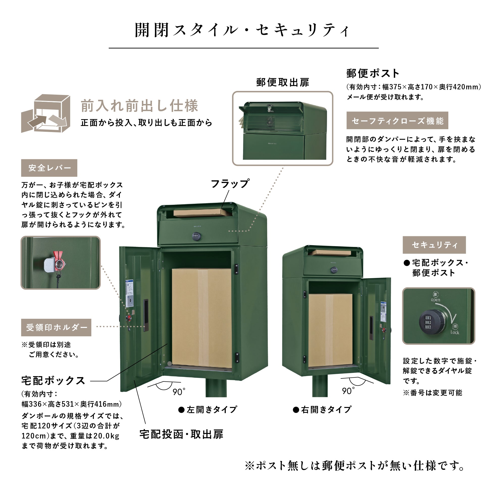 宅配ボックス Kate ケイトⅡ ポスト有り ポスト無し スタンドポスト