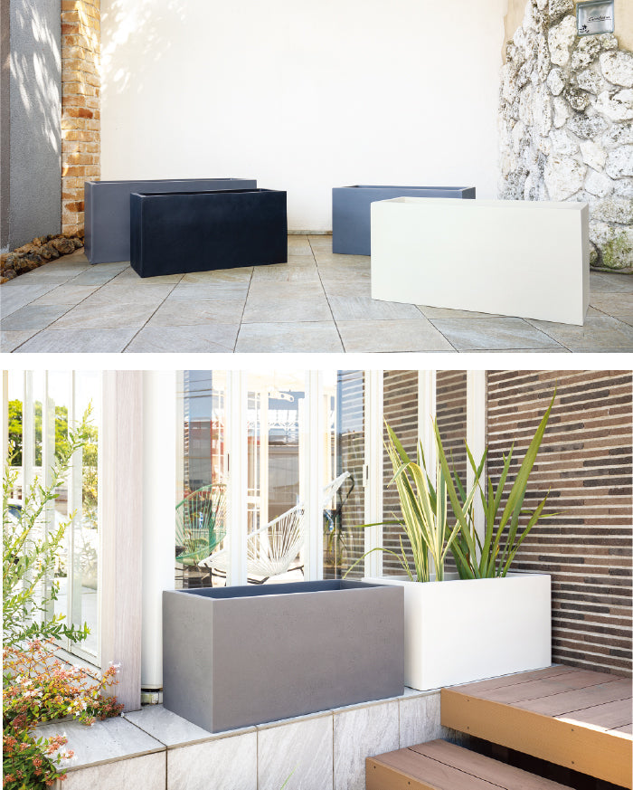 プランター大型屋外/屋内KERNRECTA80cm幅レクタングル長方形横長ファイバーグラスGFRP高品質耐候軽量植木鉢鉢植え鉢カバーポット底穴仕切りモダンデザインおしゃれガーデン植物テラスバルコニーカフェ店舗オフィスエントランス