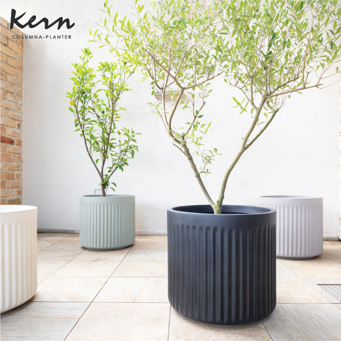 プランター大型屋外/屋内KERNCOLUMNAスリム45cmラウンド丸型シリンダーファイバーグラスGFRP高品質軽量耐候植木鉢鉢植え鉢カバーポット底穴モダンデザインおしゃれ観葉植物テラスバルコニーカフェ店舗オフィスエントランス