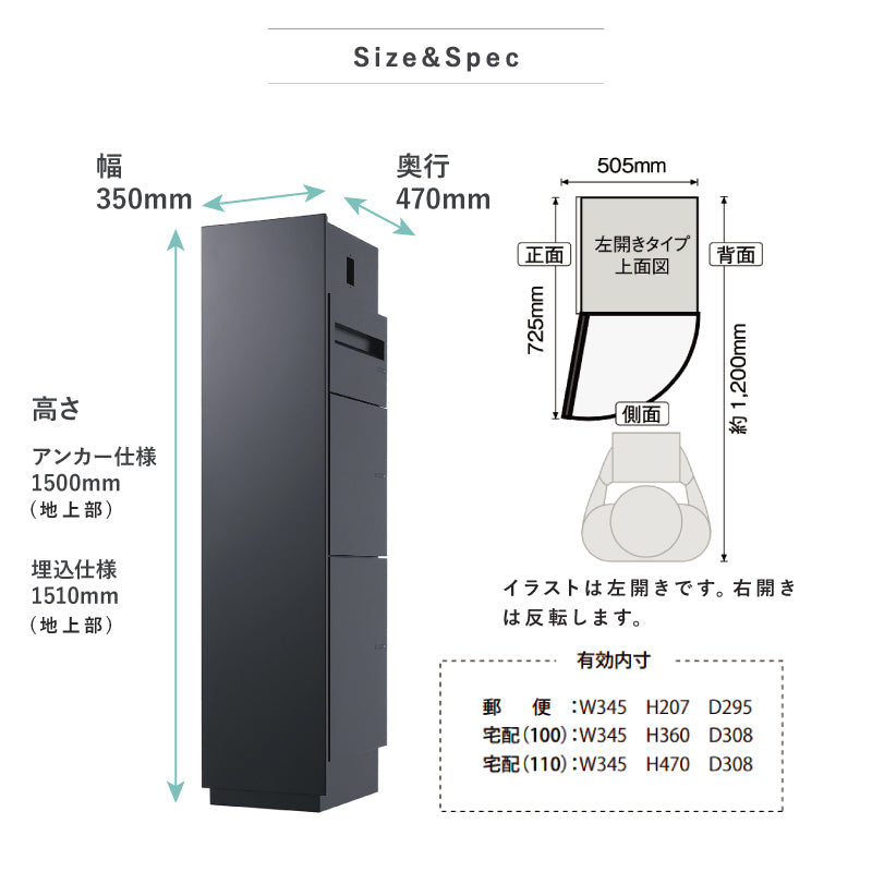 ミース Mies 機能門柱 ポスト+宅配ボックスx2台 UNISON